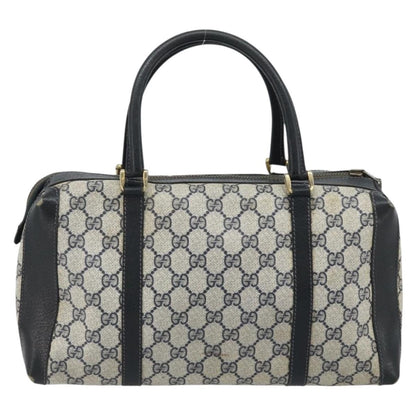 Gucci GUCCI GG Supreme Hand Bag PVC Navy Gold Authentic YKZ165