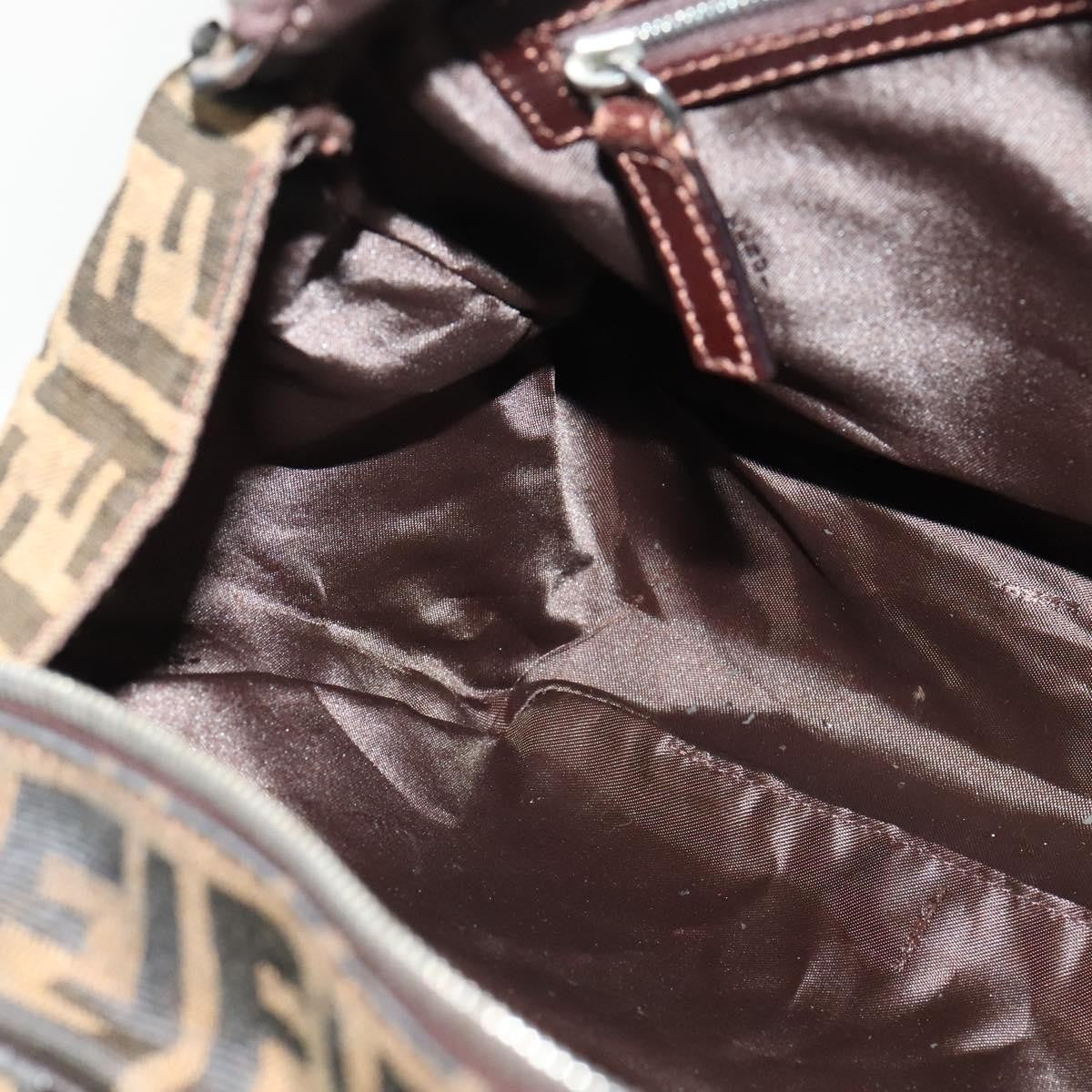 Fendi FENDI Zucca Canvas Hand Bag Black Brown Authentic ar13658