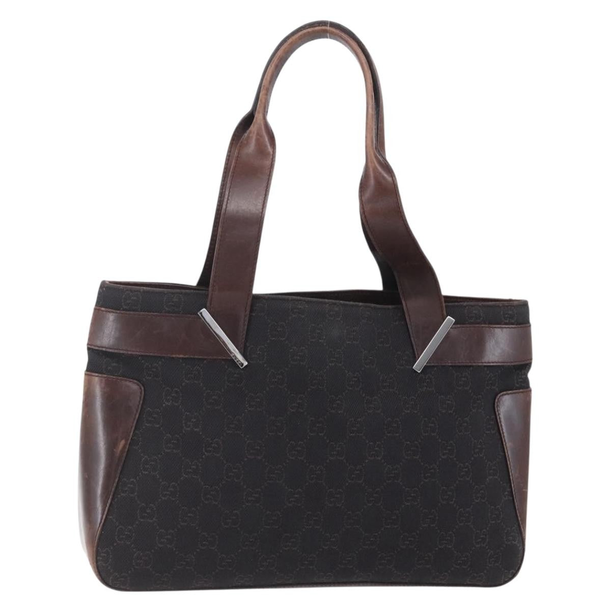 Gucci GUCCI GG Canvas Hand Bag Dark Brown Gold 73983 Authentic 151009