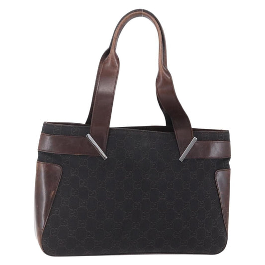 Gucci GUCCI GG Canvas Hand Bag Dark Brown Gold 73983 Authentic 151009