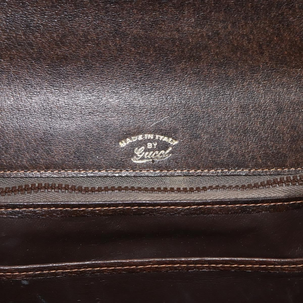 Gucci GUCCI Hand Bag Leather Brown Gold Authentic ep14250