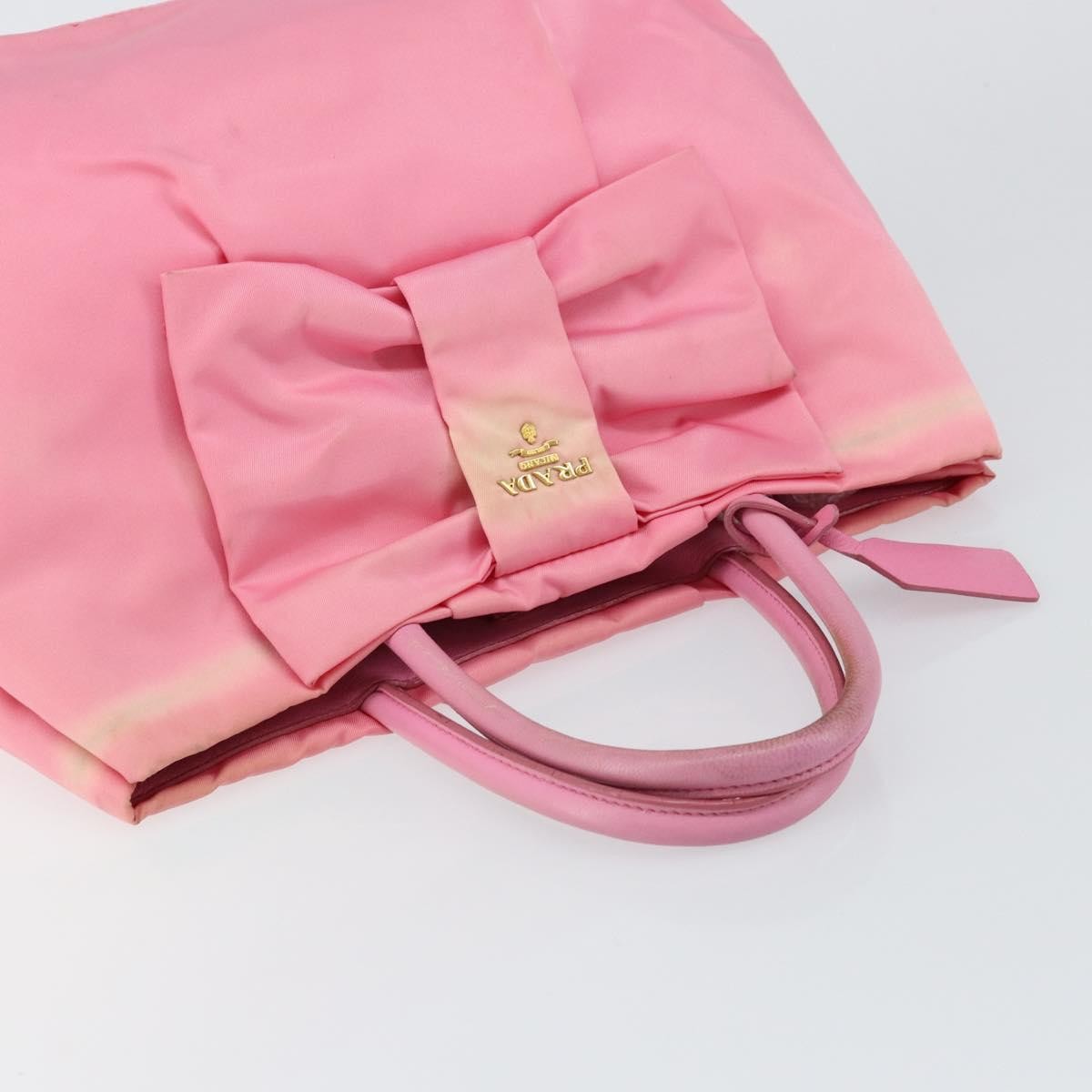 Prada PRADA Hand Bag Nylon Pink Gold Authentic 146881
