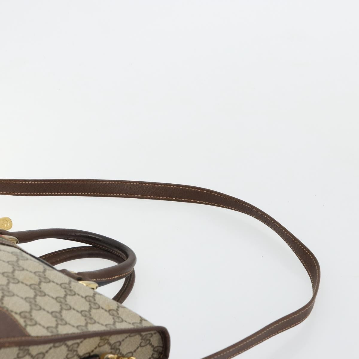 Gucci GUCCI GG Supreme Web Sherry Line Hand Bag PVC 2way Beige Gold Authentic ti3926