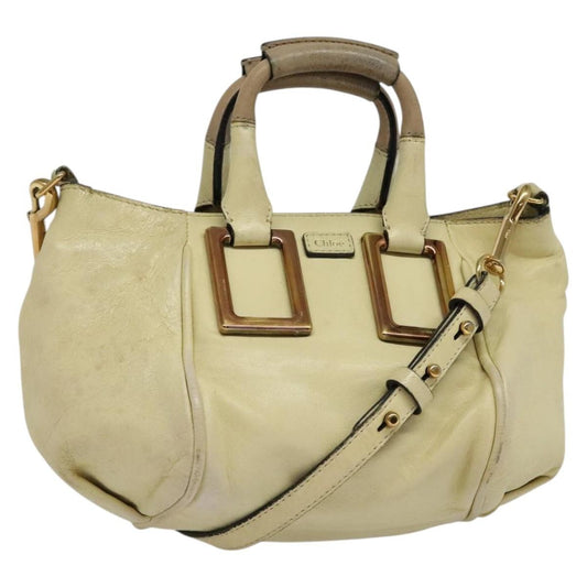 Chloé Chloé Chloe Etel Hand Bag Leather 2way Ivory Gold Authentic 138190