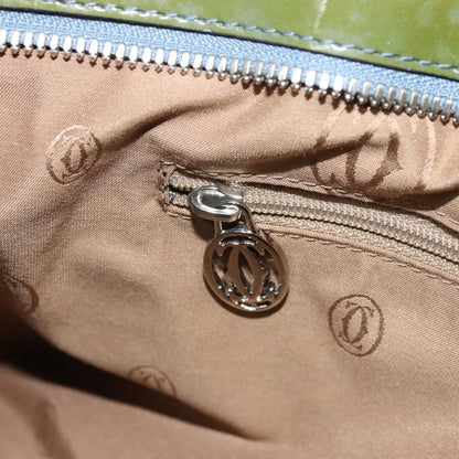 Cartier CARTIER Marcello Hand Bag Patent leather Green Silver Authentic bs34215
