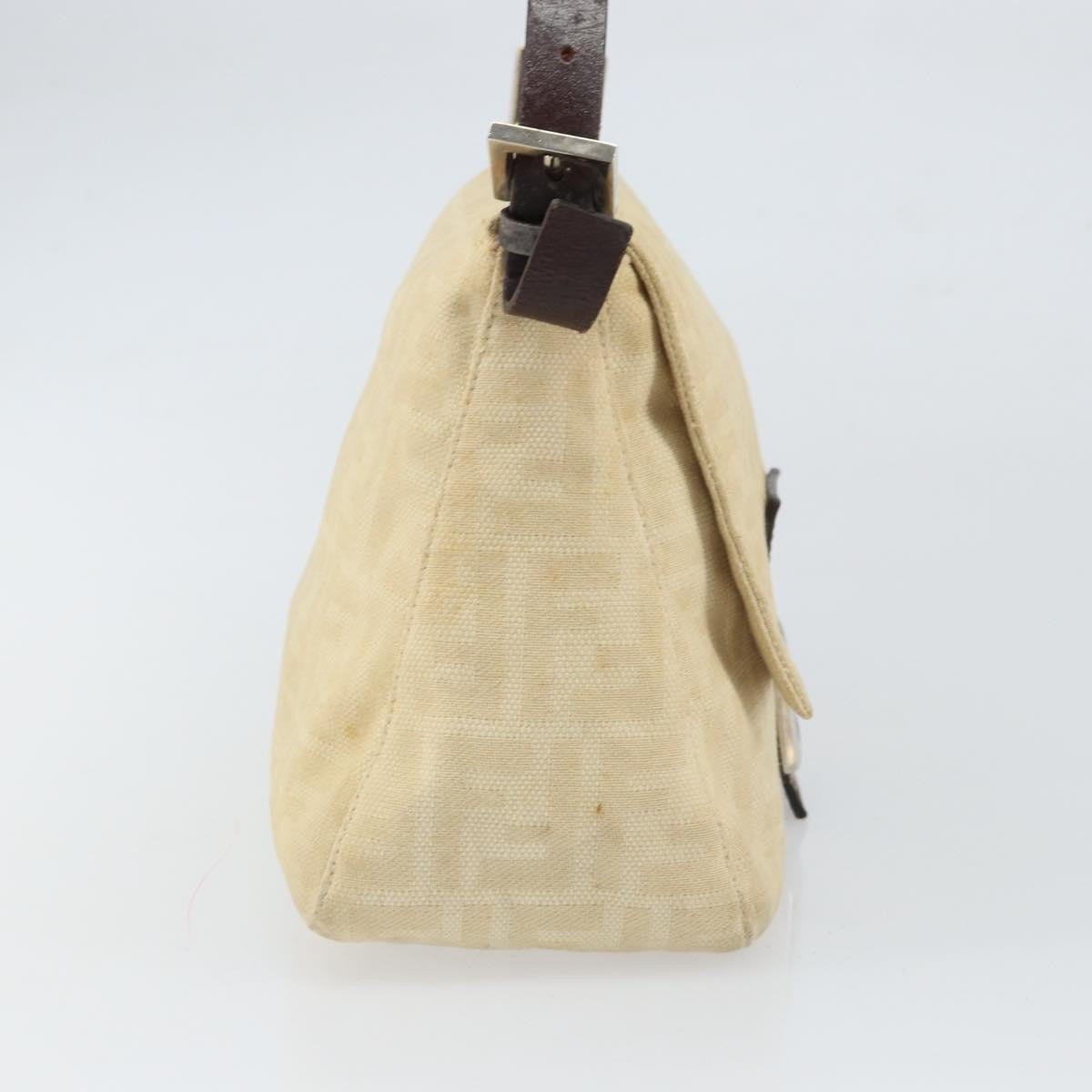 Fendi FENDI Zucca Canvas Mamma Baguette Shoulder Bag Beige Silver Authentic 162335