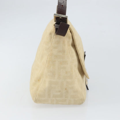 Fendi FENDI Zucca Canvas Mamma Baguette Shoulder Bag Beige Silver Authentic 162335