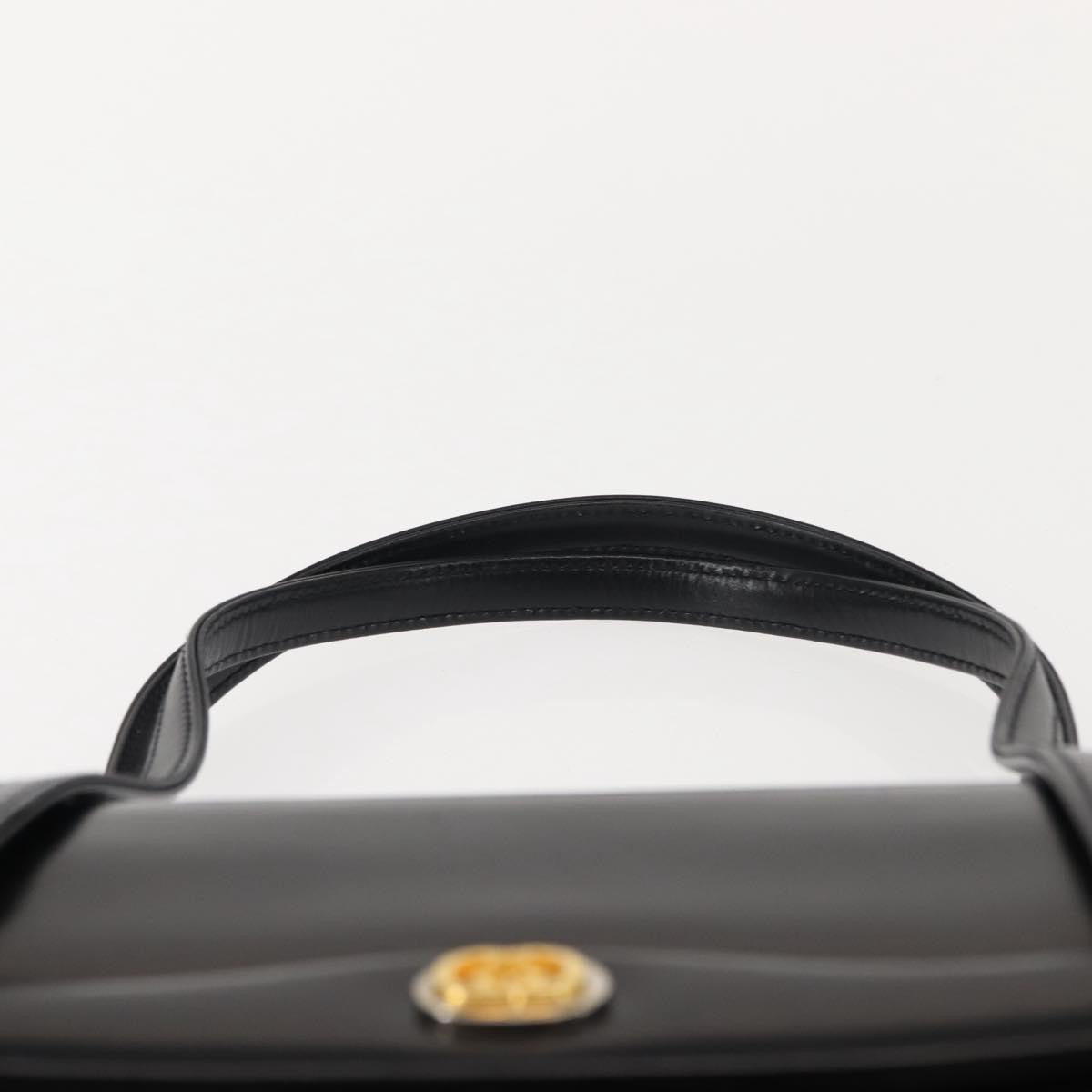 Gucci GUCCI Hand Bag Leather Black Gold Authentic 149354