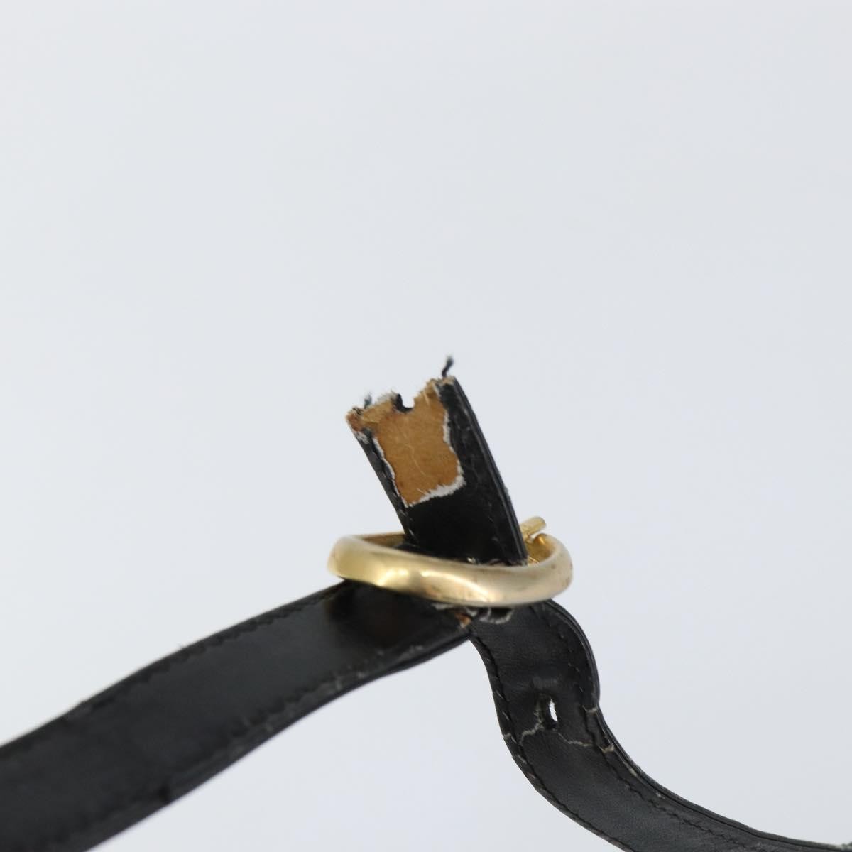Gucci GUCCI Web Sherry Line Shoulder Bag Leather Black Gold Authentic SW1764
