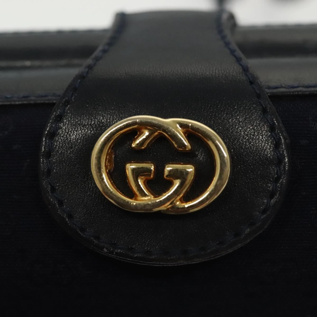 Gucci GUCCI Micro GG Canvas Shoulder Bag Vintage Navy Gold Authentic BA5490