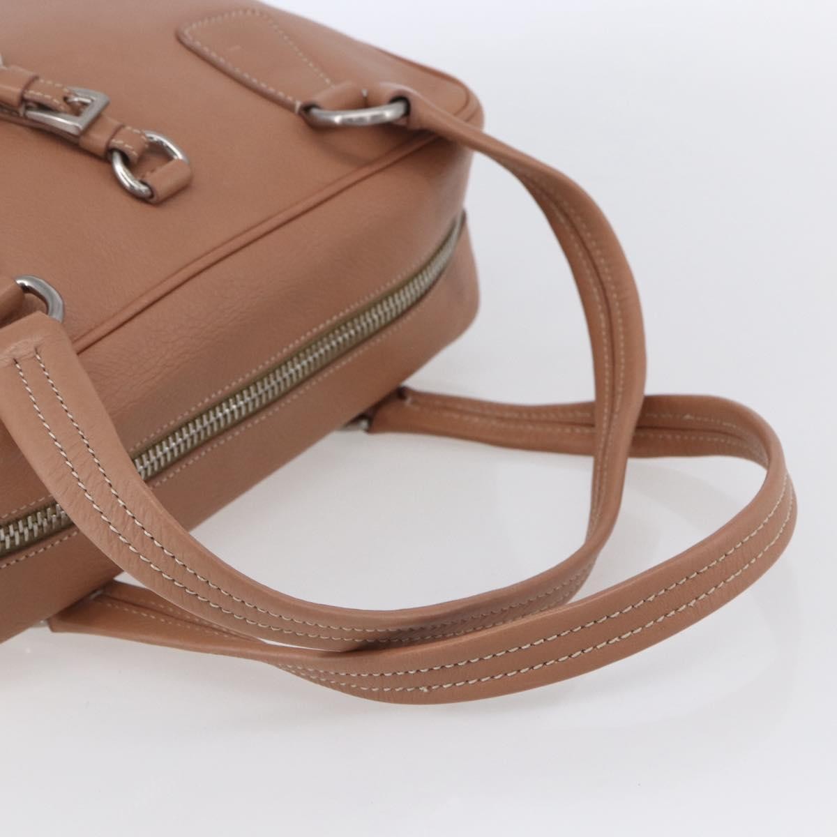 Prada PRADA Hand Bag Leather Silver Beige Authentic ka117