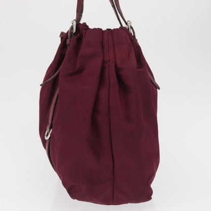 Prada PRADA Tote Bag Nylon Bordeaux Gold Authentic ep12877