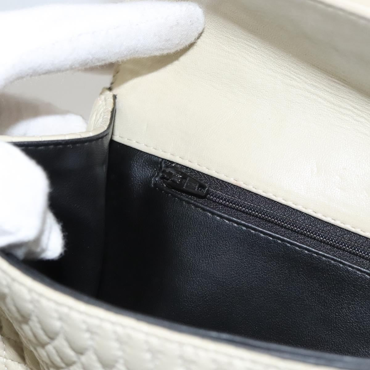 BALLY BALLY Chain Shoulder Bag Leather White Gold Authentic 124788
