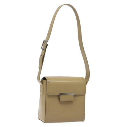 Saint Laurent SAINT LAURENT Shoulder Bag Leather Beige Silver Authentic bs23487