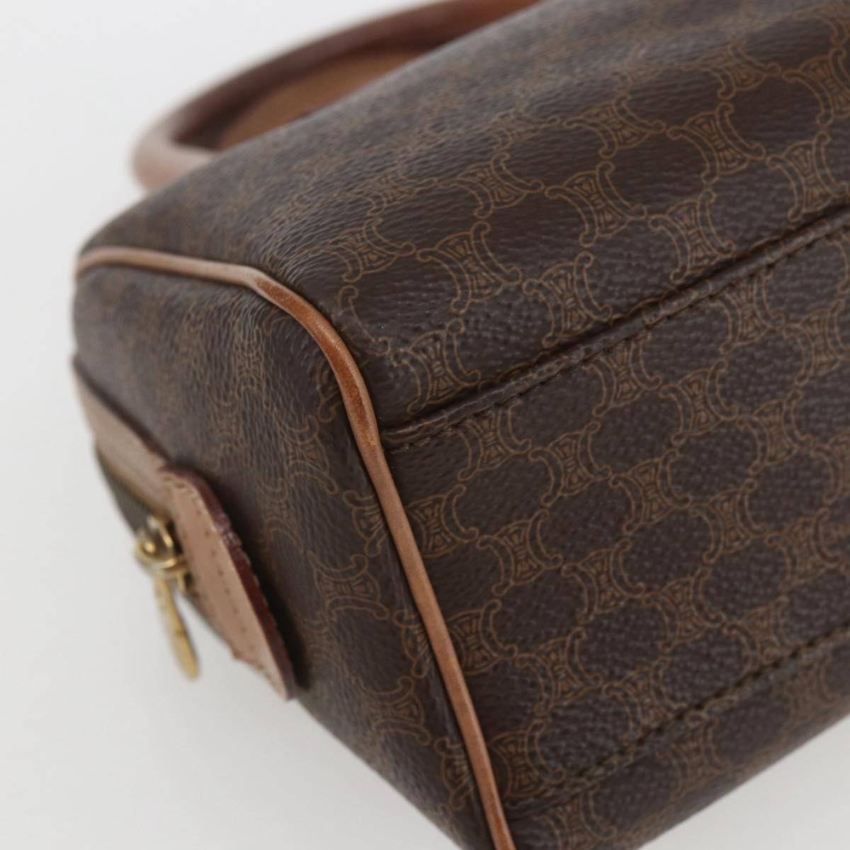 Celine CELINE Macadam Canvas Mini Hand Bag PVC Leather Brown Gold Authentic mr1952