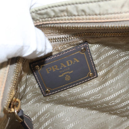 Prada PRADA Shoulder Bag Nylon Leather Beige Gold Authentic SW1841