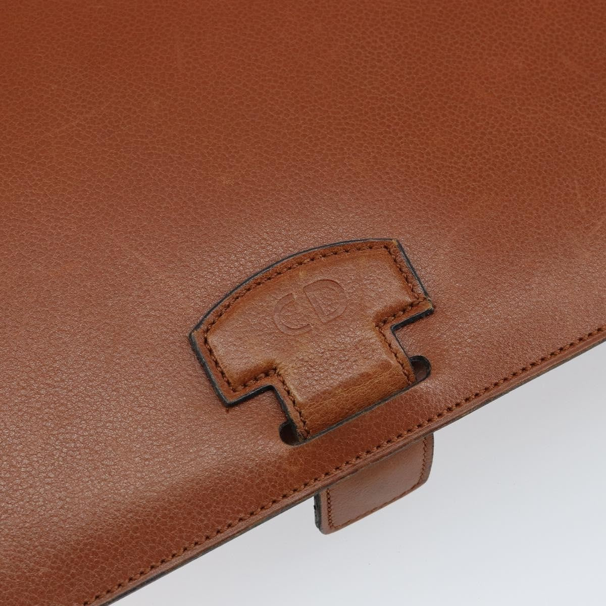 Dior Christian Dior Shoulder Bag Leather Brown Gold Authentic hk3117