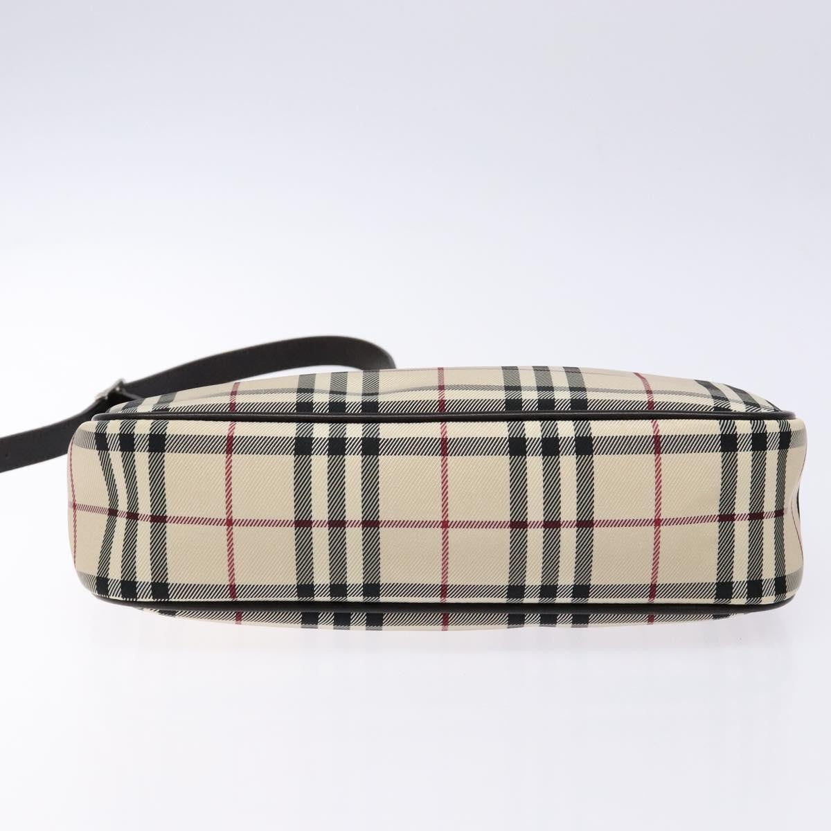 Burberry BURBERRY Nova Check Shoulder Bag Canvas Beige Silver Authentic 138176