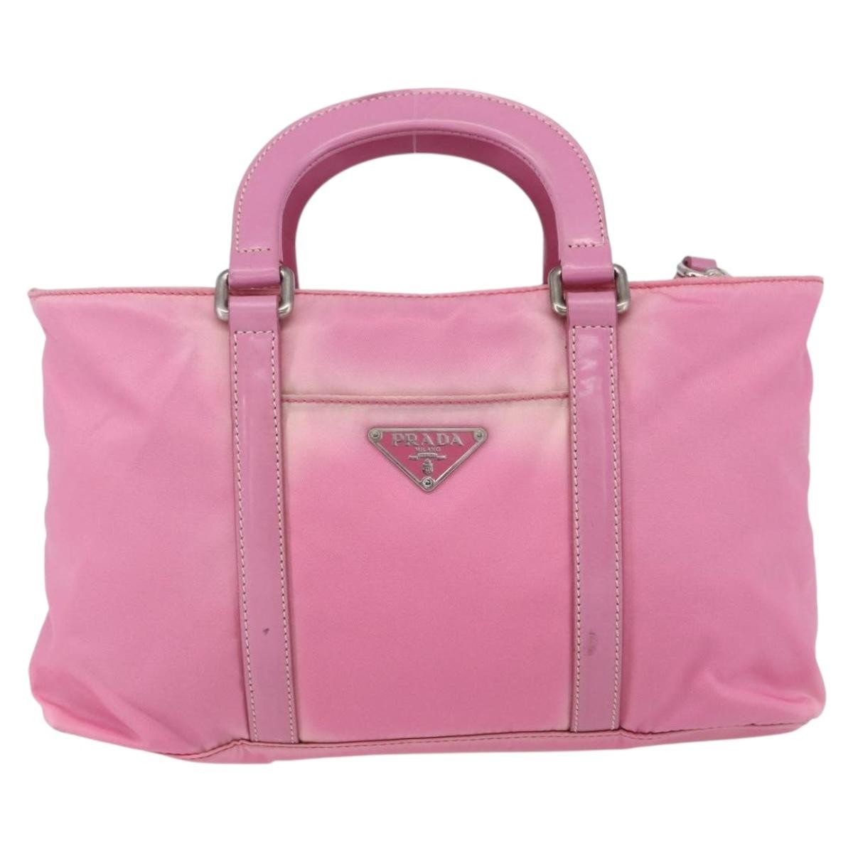 Prada PRADA Hand Bag Nylon 2way Pink Silver Authentic 153314