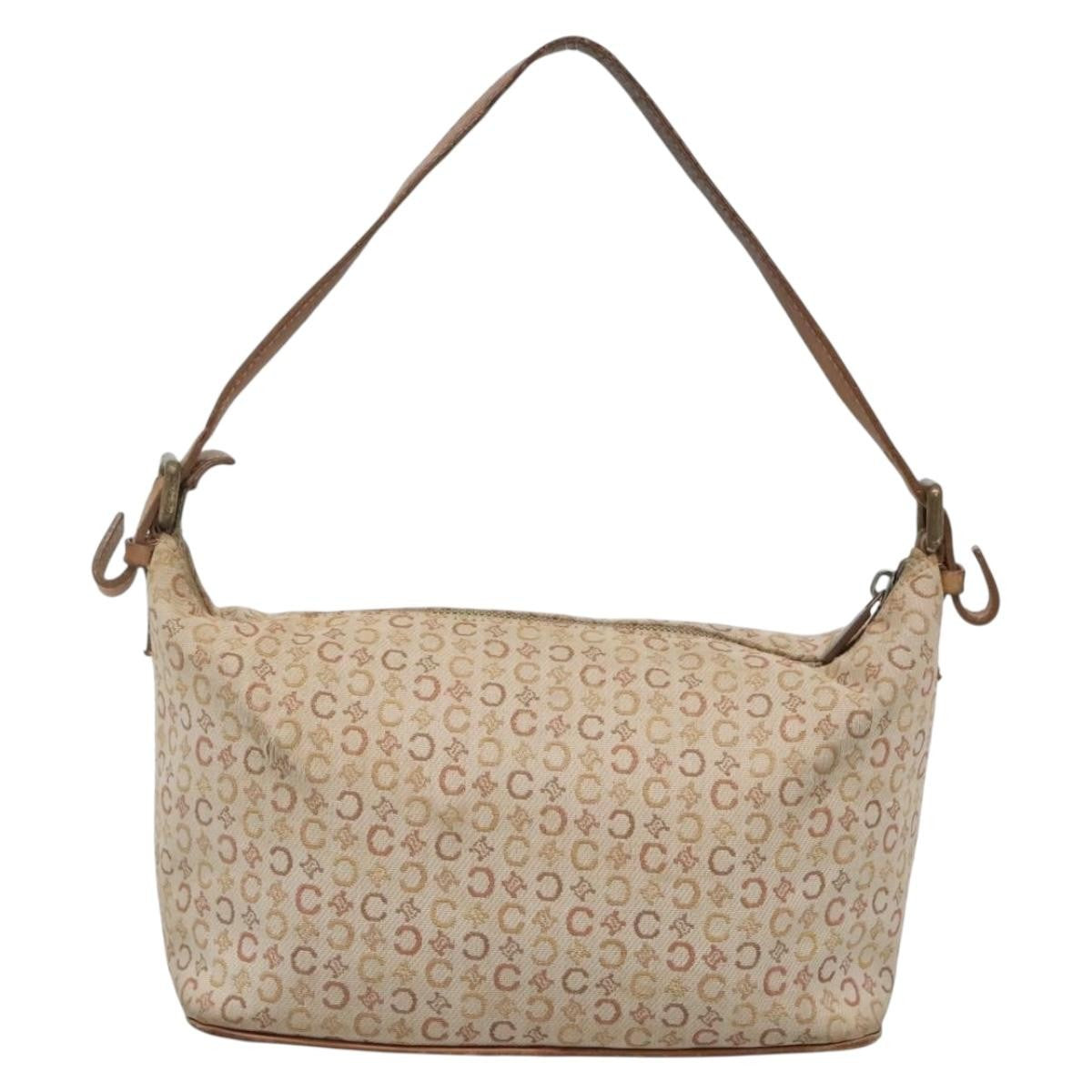 Celine CELINE C Macadam Canvas Shoulder Bag Beige Authentic bs28954