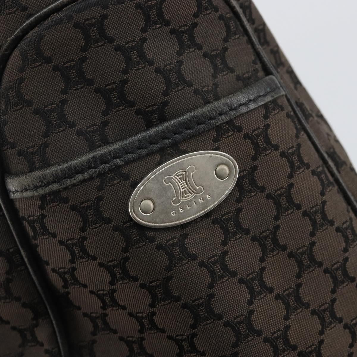 Celine CELINE Macadam Canvas Boogie Hand Bag Dark Brown Black Silver Authentic ti3458