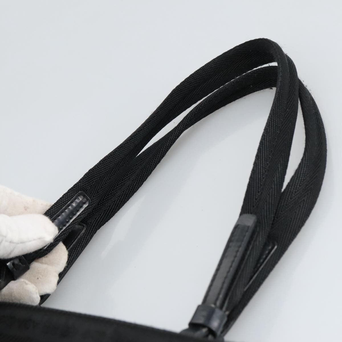Prada PRADA Hand Bag Nylon Black Silver Authentic 96925