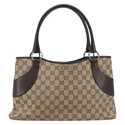 Gucci GUCCI GG Canvas Tote Bag Beige Silver 113015 Authentic kk644
