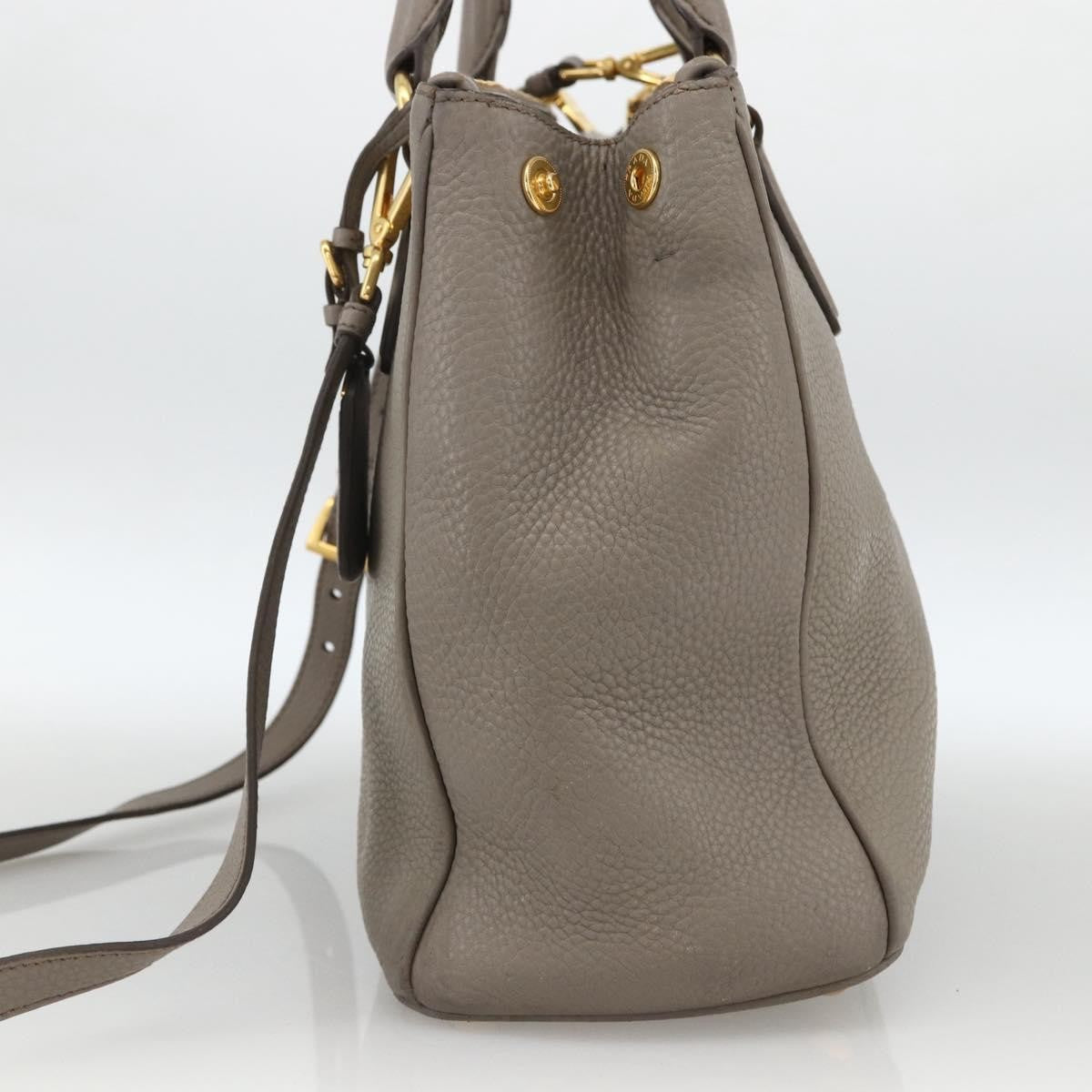 Prada PRADA Hand Bag Leather 2way Gray Gold Authentic bs33651