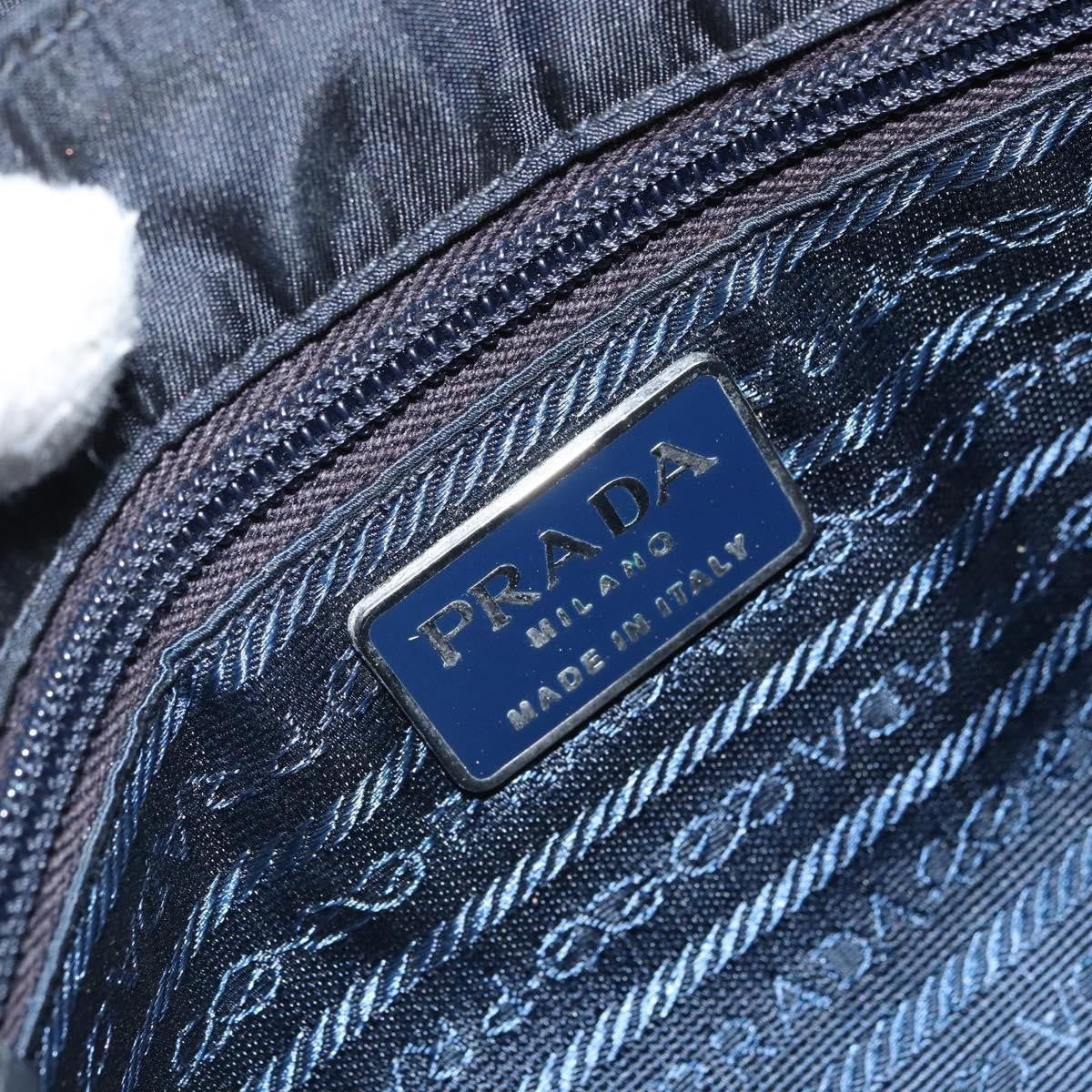 Prada PRADA Shoulder Bag Nylon Navy Silver Authentic 162420