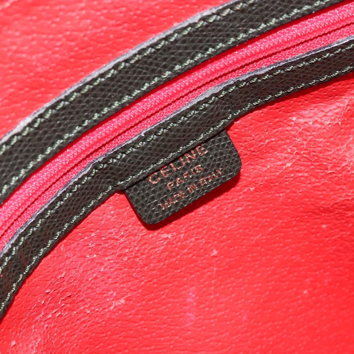 Celine CELINE Hand Bag Leather 2way Green Gold Authentic 161118
