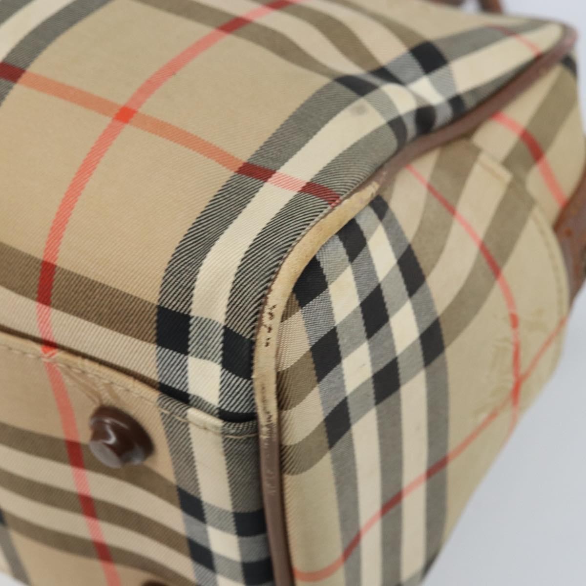 Burberry BURBERRY Nova Check Hand Bag Canvas Gold Beige Authentic bs33928