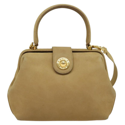 Celine CELINE Hand Bag Leather 2way Beige Gold Authentic sw1099