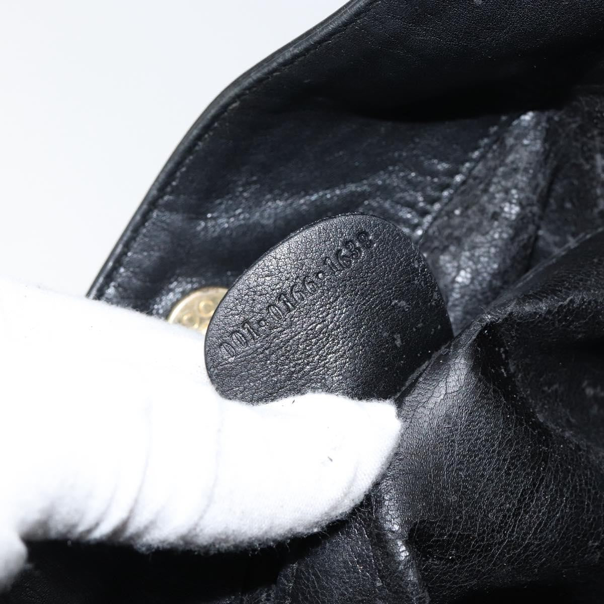 Gucci GUCCI Bamboo Hand Bag Leather Black Gold 001 0166 1638 Authentic 150344