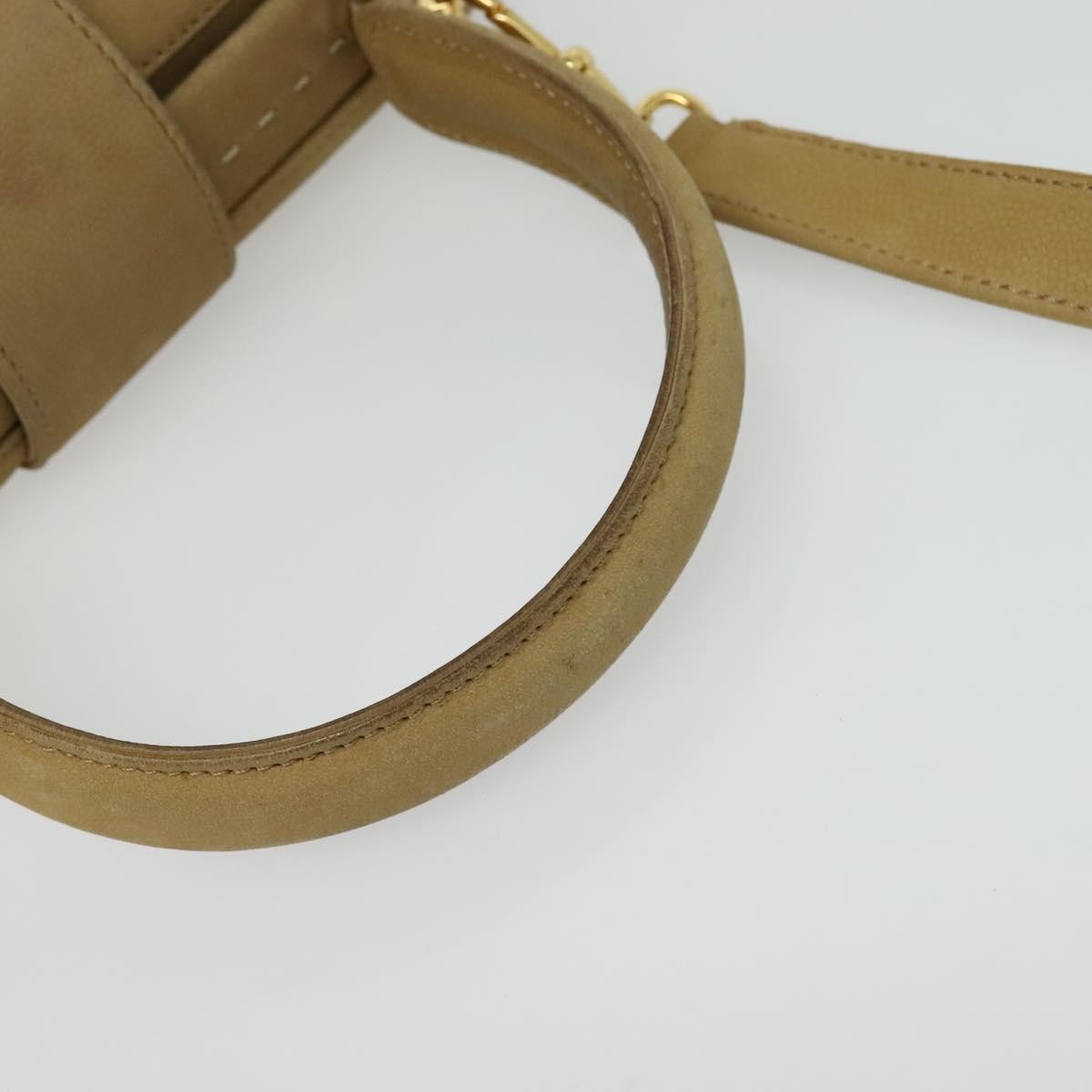 Celine CELINE Hand Bag Leather 2way Beige Gold Authentic sw1099