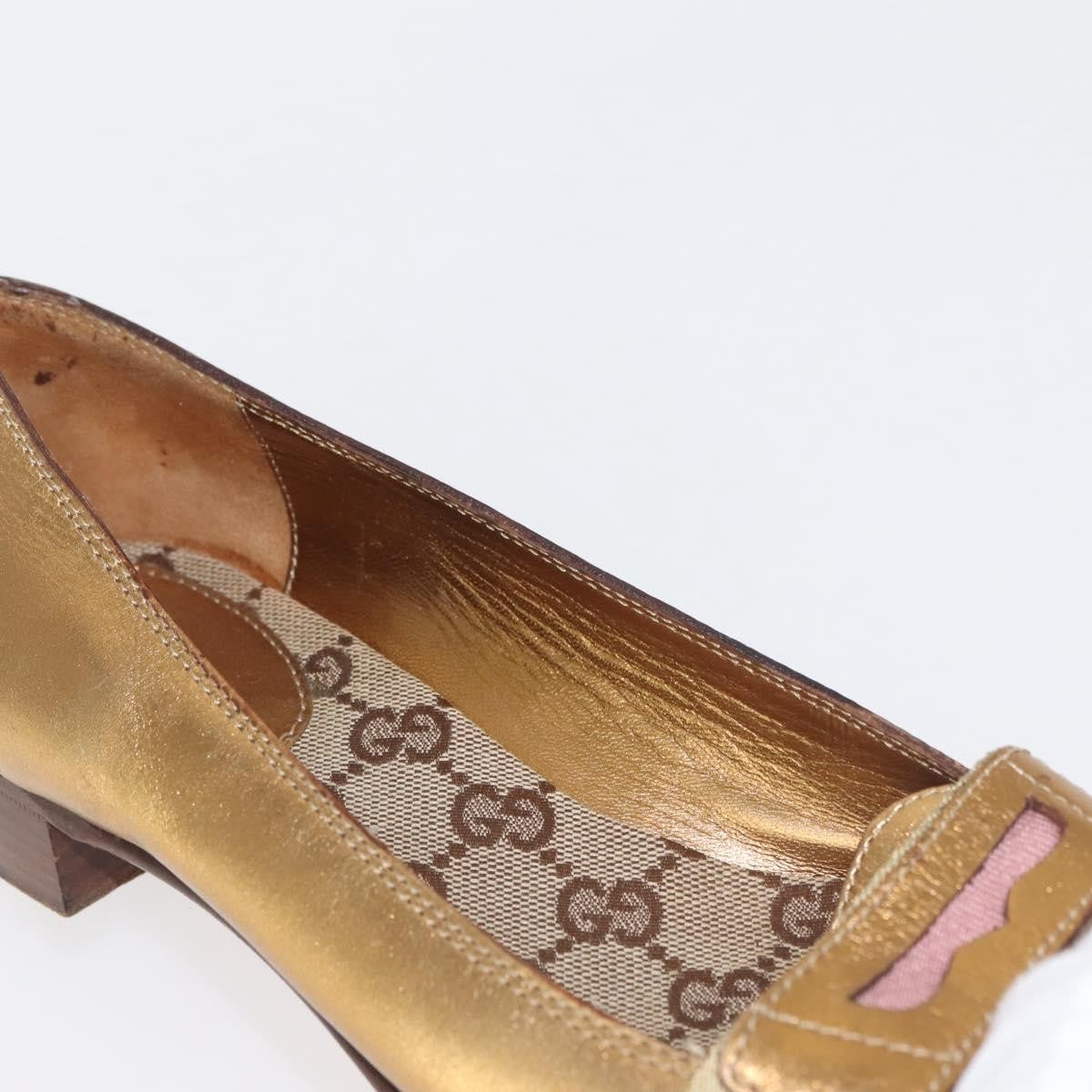 Gucci GUCCI Pumps Leather Gold Authentic ac3875 Bag