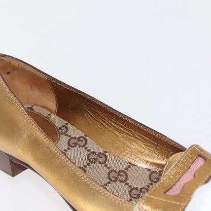 Gucci GUCCI Pumps Leather Gold Authentic ac3875 Bag