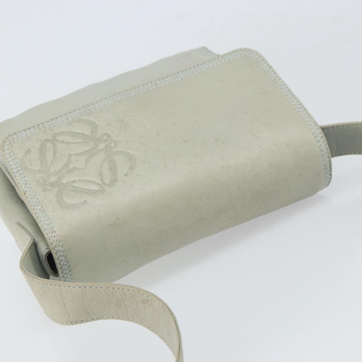 Loewe LOEWE Anagram Shoulder Bag Leather Gray Gold Authentic 166708