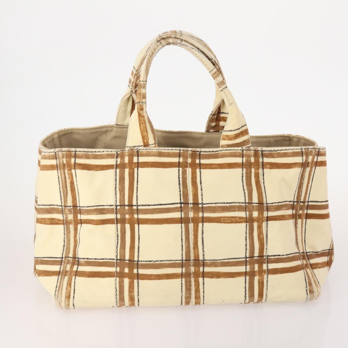 Prada PRADA Canapa Hand Bag Canvas 2 Set Pink Beige Authentic 174968