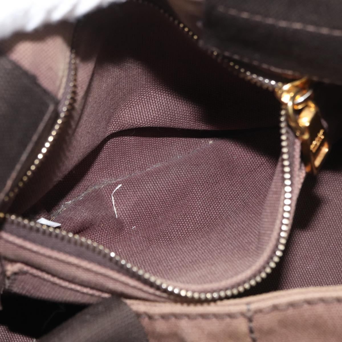 Prada PRADA Canapa MM Hand Bag Canvas Brown Gold Authentic 176198