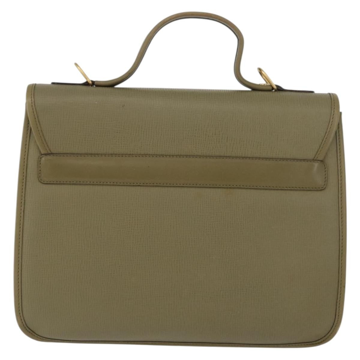 Gucci GUCCI Hand Bag Leather Green Gold Authentic YKZ715