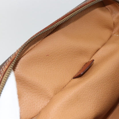 Celine CELINE Macadam Canvas Vanity Hand Bag PVC Leather Brown Gold Authentic ka2851