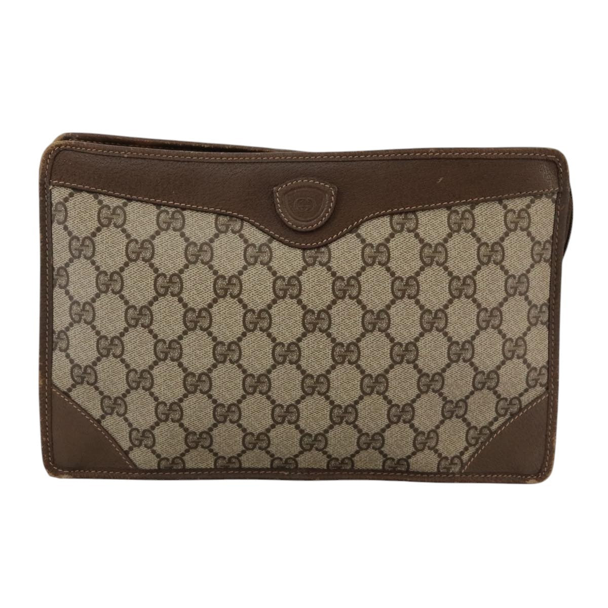 Gucci GUCCI GG Supreme Clutch Bag PVC Beige Authentic yk16830