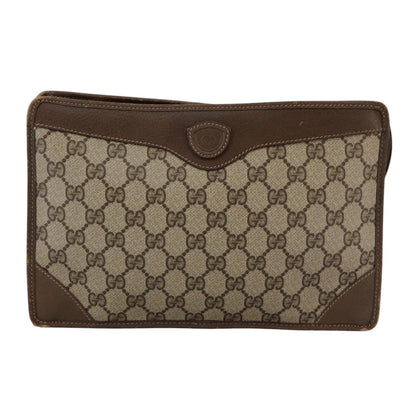 Gucci GUCCI GG Supreme Clutch Bag PVC Beige Authentic yk16830