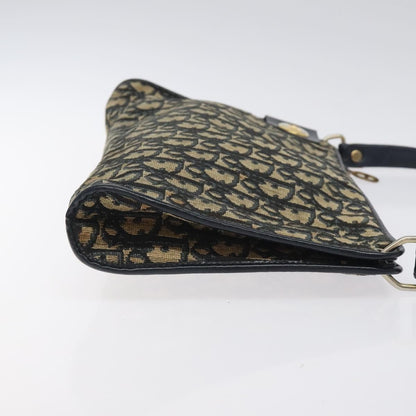 Dior Christian Dior Trotter Canvas Shoulder Bag Navy Gold Authentic 126267