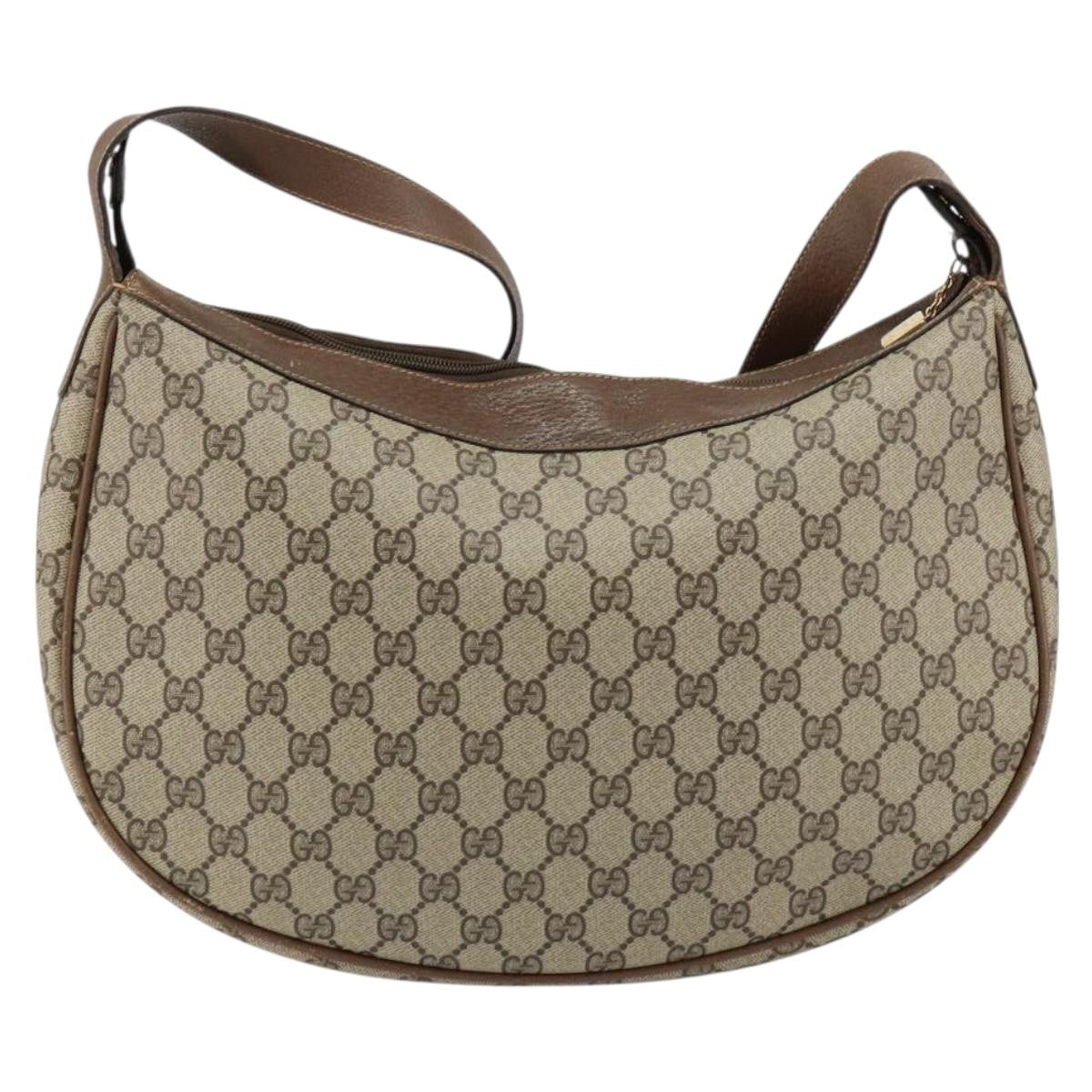 Gucci GUCCI GG Supreme Shoulder Bag PVC Beige Gold Authentic ep12173