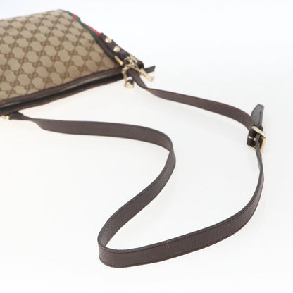 Gucci GUCCI GG Canvas Web Sherry Line Shoulder Bag Beige Gold 144388 Authentic hk3291