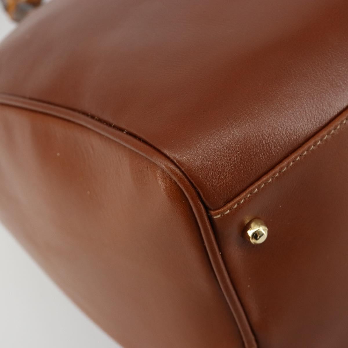 Gucci GUCCI Bamboo Hand Bag Leather 2way Brown Gold 000 122 0293 Authentic 181101