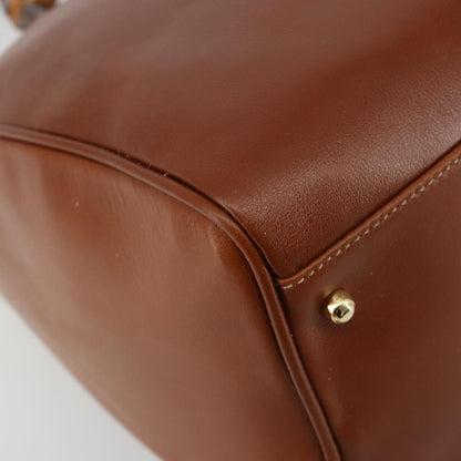 Gucci GUCCI Bamboo Hand Bag Leather 2way Brown Gold 000 122 0293 Authentic 181101