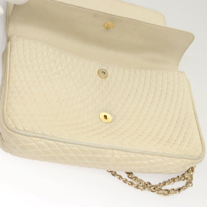 BALLY BALLY Chain Shoulder Bag Leather White Gold Authentic 124788