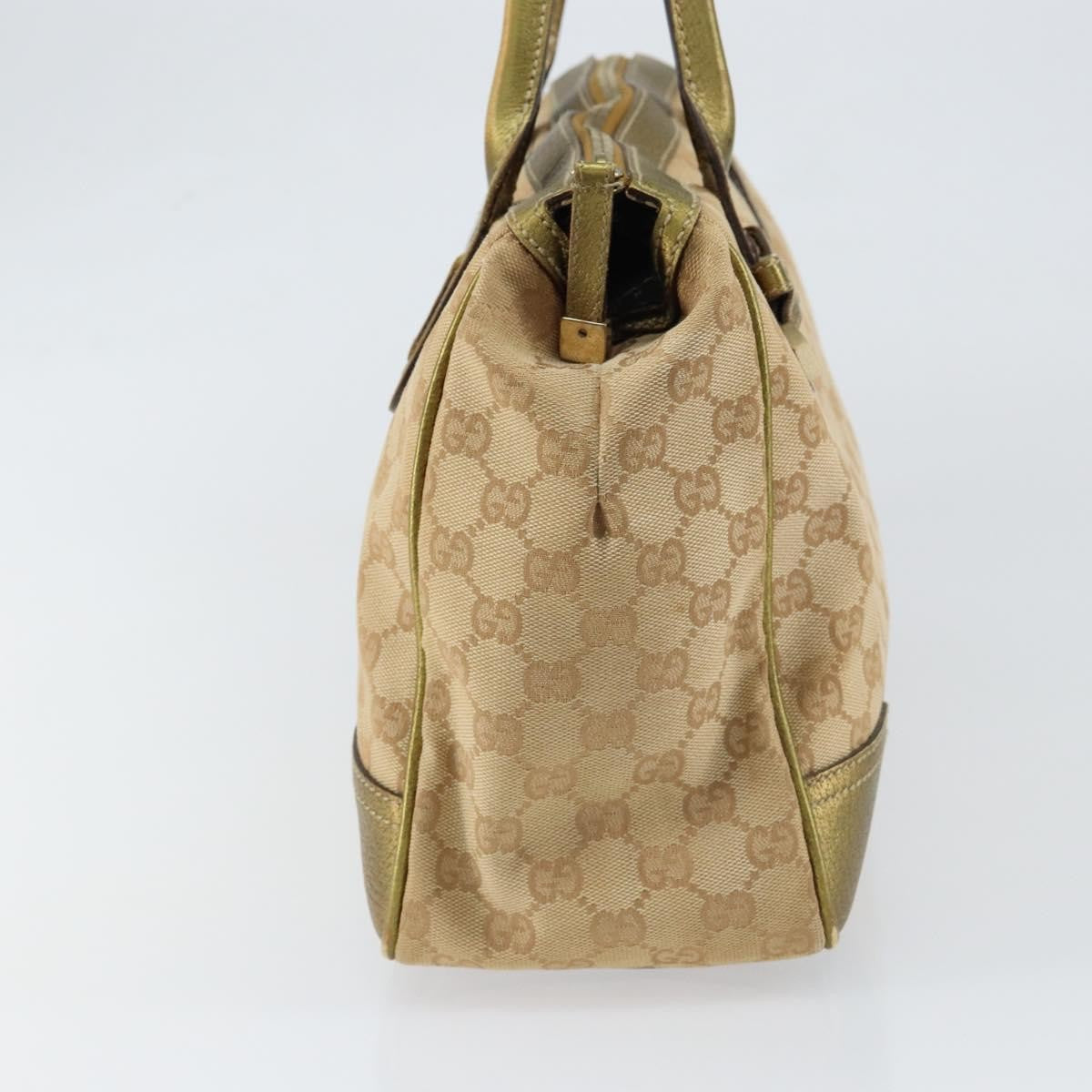 Gucci GUCCI GG Canvas Shoulder Bag Beige Gold 177052 Authentic 121395
